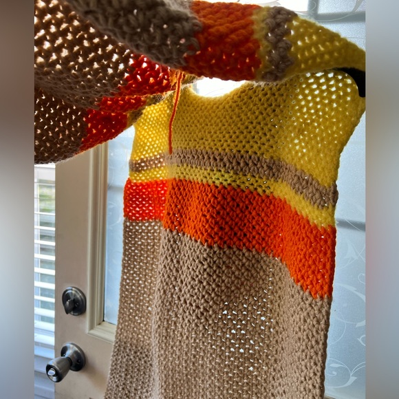 Candy Corn homemade kids costume. Knit with a hood open sides. Comfortable. Warm - Picture 3 of 9